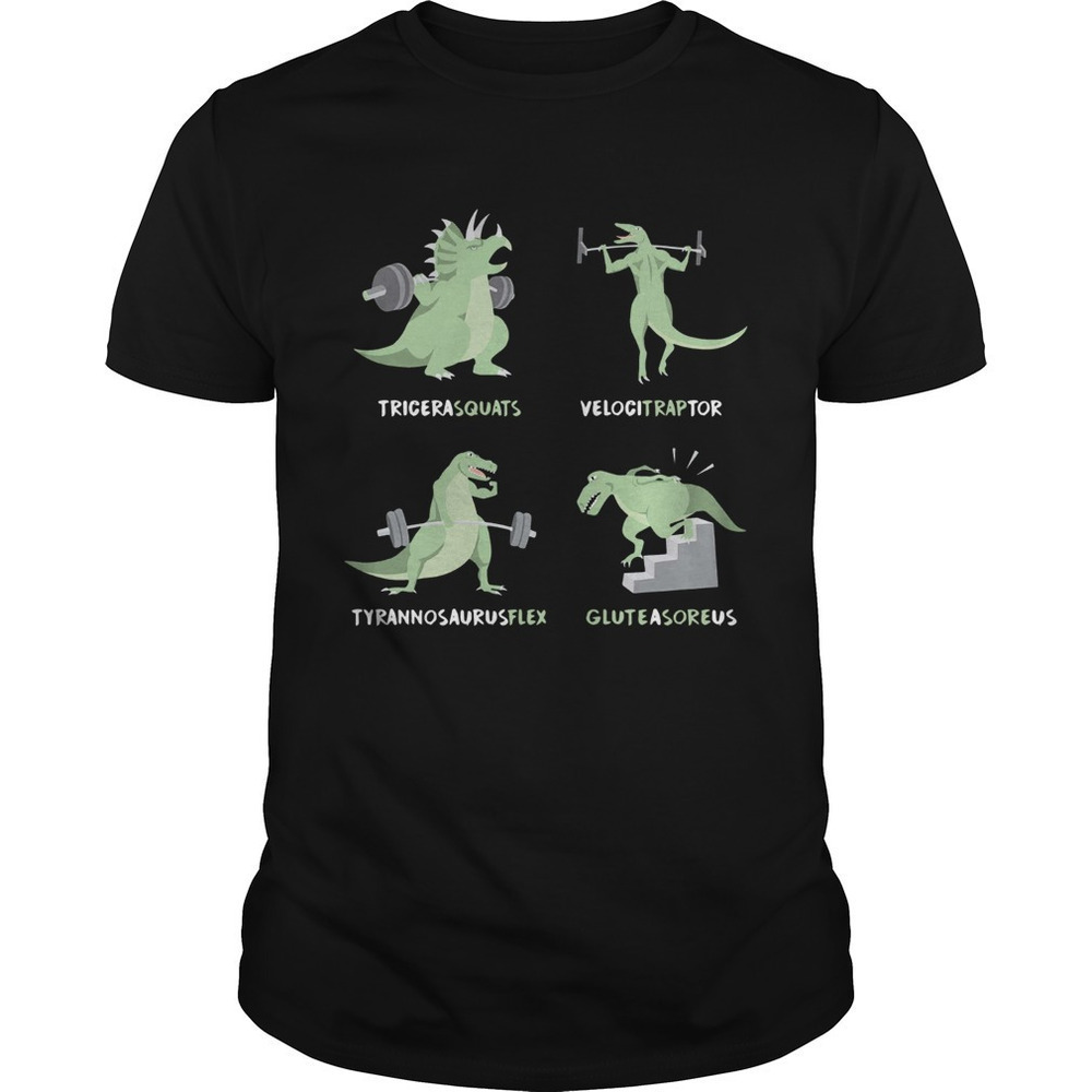 Tricera Squats Dinosaur Workout Funny Gym Graphic Unisex T-Shirt